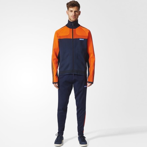 Adidas Men Knitted TrackSuit Set Performance Bold Orange Legend ink Navy blue XL - Picture 1 of 16